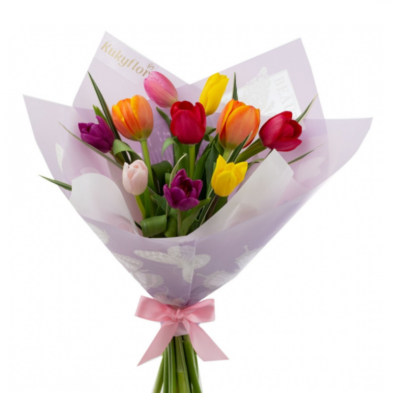 Tina - Bouquet of 10 Multicolor Tulips