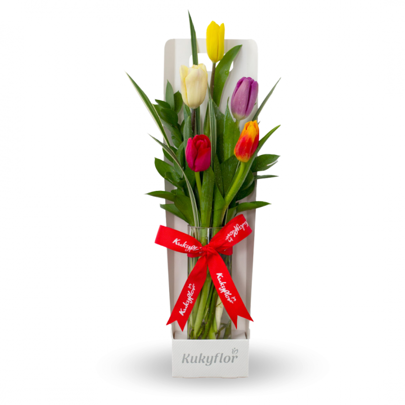 INA -Arreglo de 5 tulipanes en porta florero-D