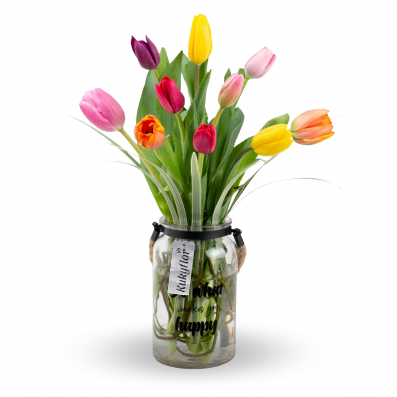 Èrì - Florero de 10 Tulipanes Multicolor-D