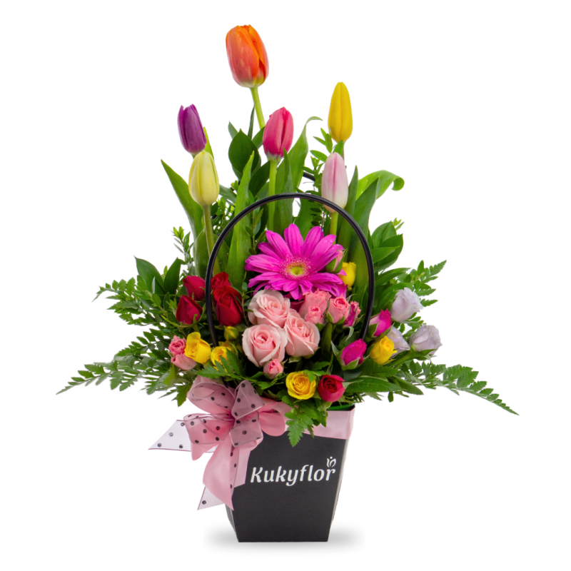 Tulip wallet with mini rose