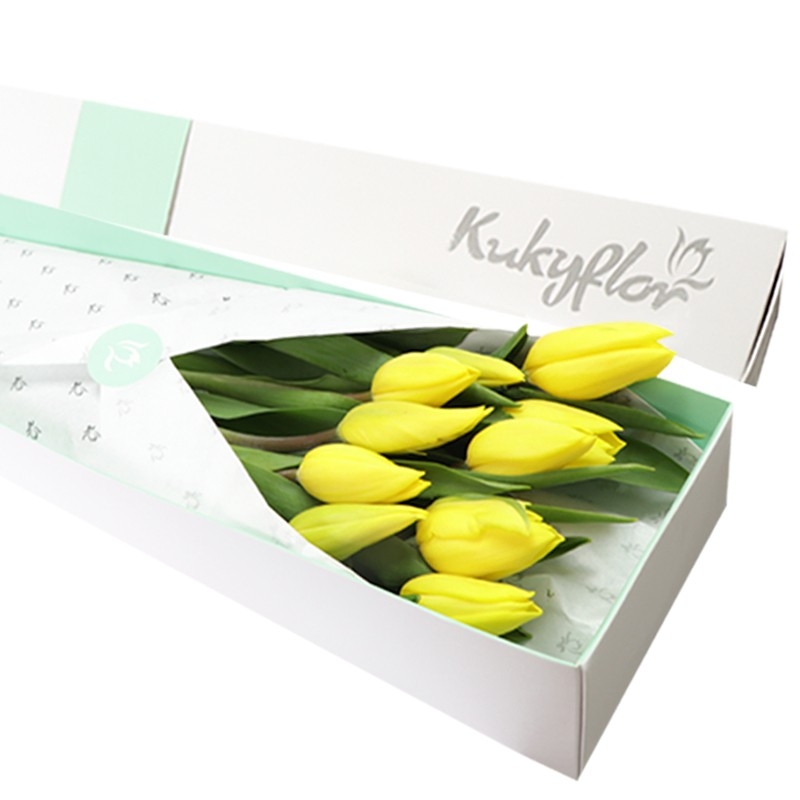 Box of 10 yellow tulips