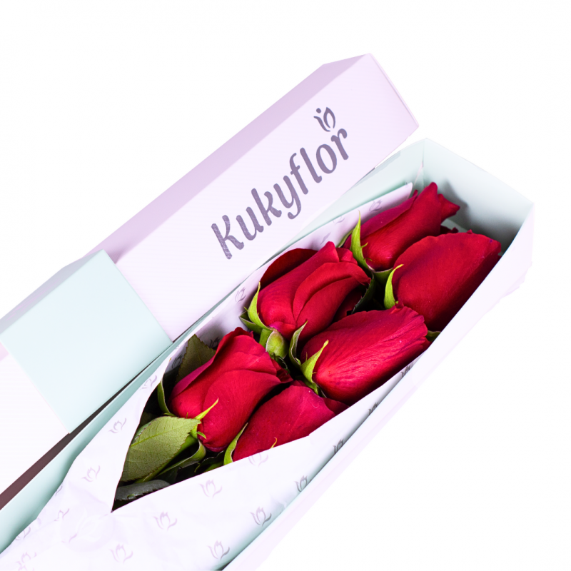Caja de 6 rosas