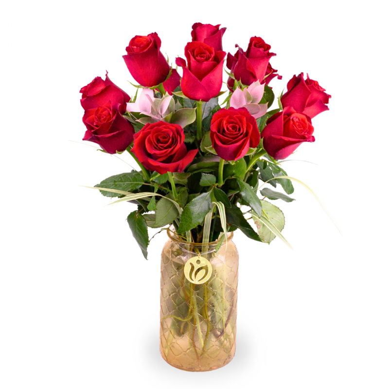 Florero de 12 Rosas Rojas