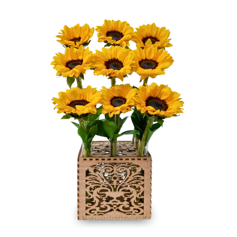 Caja Labrada de 9 Girasoles