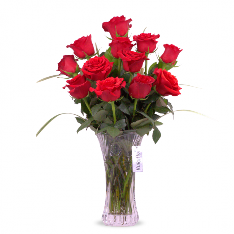 Vase of 12 red roses D