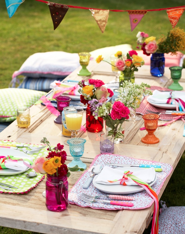 Picnic y flores.