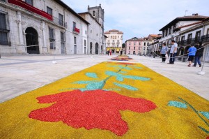 The village of Pravia in Asturias with floral carpets to celebra
