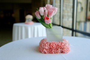 pink tulips wedding centerpiece