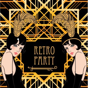 Flapper girl: Retro party invitation design. Vector illustration