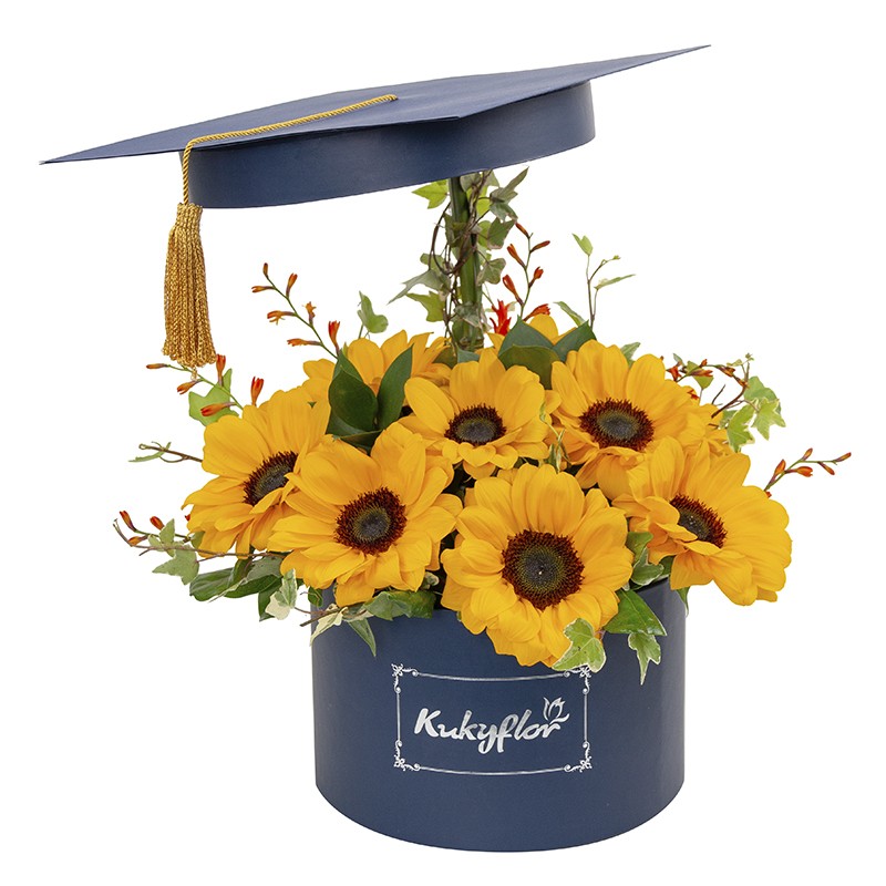 Box de graduado girasoles.