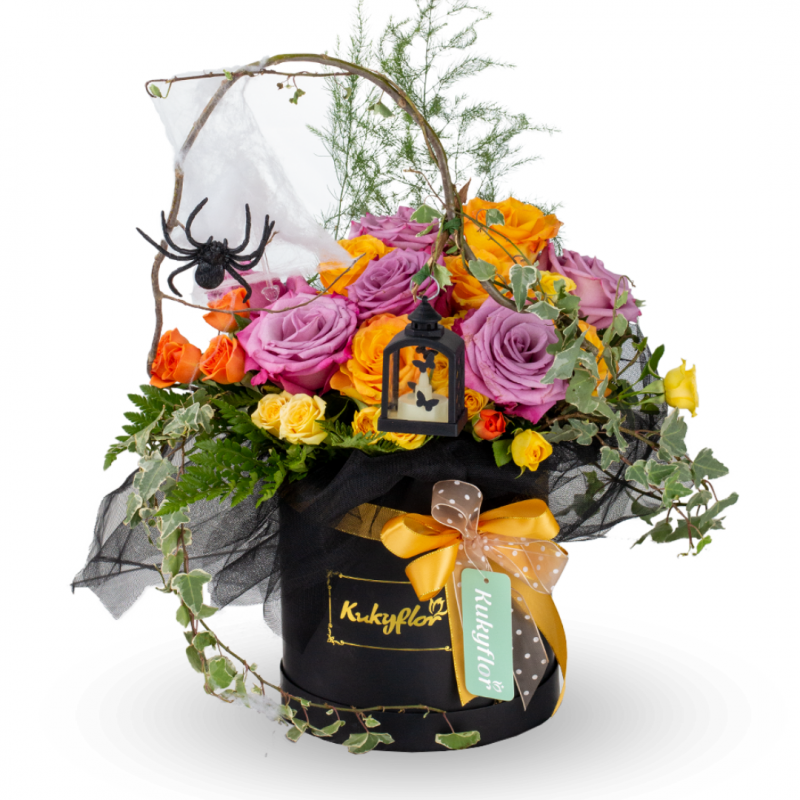 Box de flores con temática de Halloween.